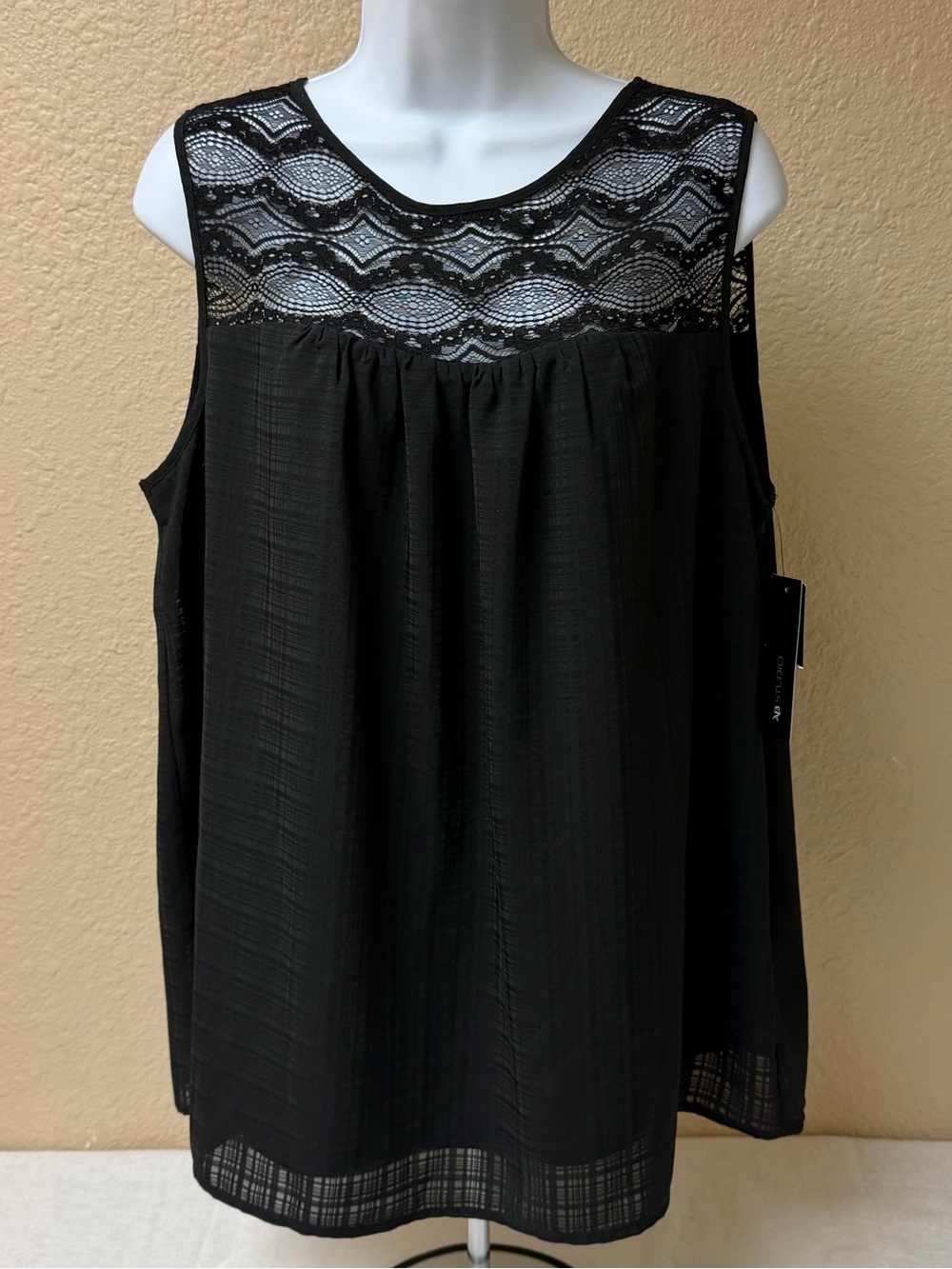 4/$20 AB Studio Black Lace Tank Top